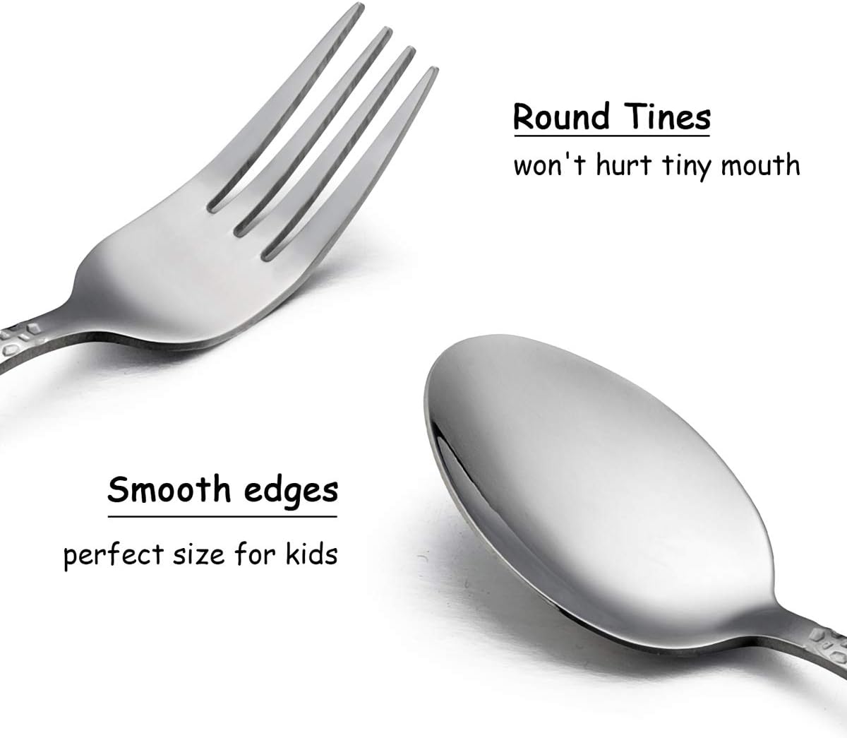 HaWare Kids Cutlery Sets, 9 Piece Hammered Stainless Steel Children Flatware Silverware - Image 5