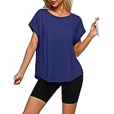 REORIA Women’s Oversized T Shirt Loose Fit Short Sleeve Casual Top Soft Stretchy Lounge Tee for Summer & Workout
