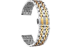 BINLUN Stainless Steel Watch Band High-end Replacement Watch Band 6 Color for Women Men(Gold, Silver, Black, Rose Gold, Gold Tone, Rose Gold Tone) 13 Size (12mm - 24mm)