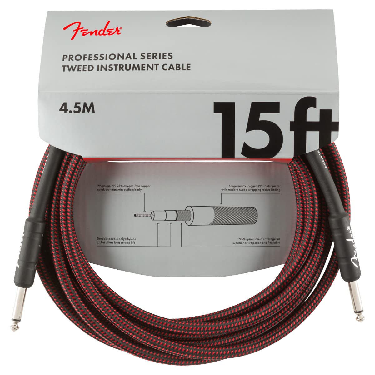 Fender PRO 15 INST CABLE RED TWD — image 1