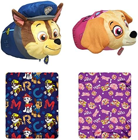 Paw Patrol Chase and Skye Pillow and Throw Banket Bundle for Boys and Girls