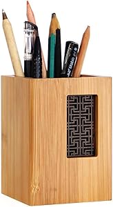 Szblaze Creative Design Japanese Garden Style Bamboo Wood Desk Pen Pencil Holder Stand for Office School（Style 1）