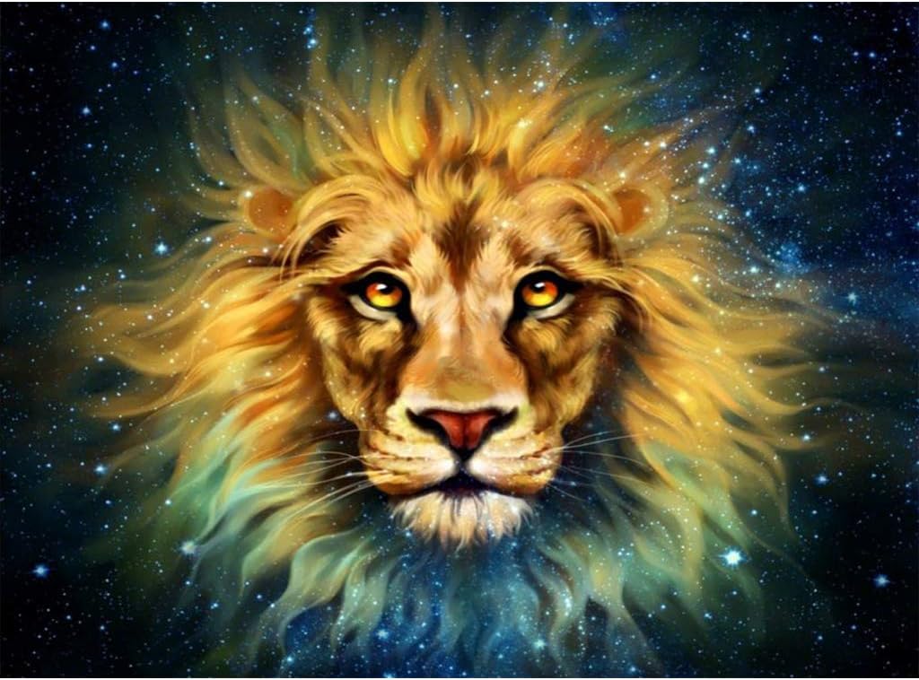 5D Diamond Painting for Adult DIY Full Diamond Painting Kit Lion Diamond Art by Numbers Full Drill Diamond Embroidery Wall Decor (11.8X15.7inch)