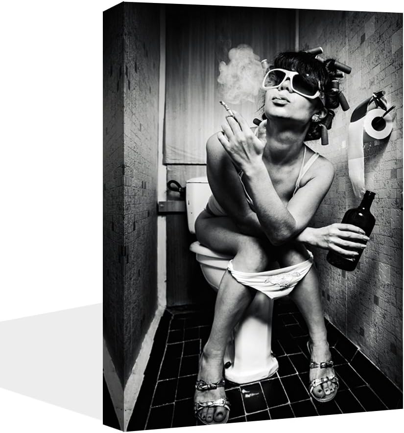 VIIVEI Modern Black White Sexy Charming Woman Beauty Canvas Painting Printing Toilet Pub Bar Home Decoration Art Poster Wall Pictures Wooden Framed