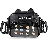 XINMAN Cute Cat Ita Bag Backpack – Kawaii Pin Display Crossbody Bag for School & Cosplay, Black