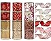 ARCCI Christmas Wired Edge Ribbon, Holiday Party Assorted Organza Swirl Sealing Sheer Glitter Gift Wrapping Ribbon - 36 Yards (6 Rolls x 6yd) 2.5 Inch - Gold/Red