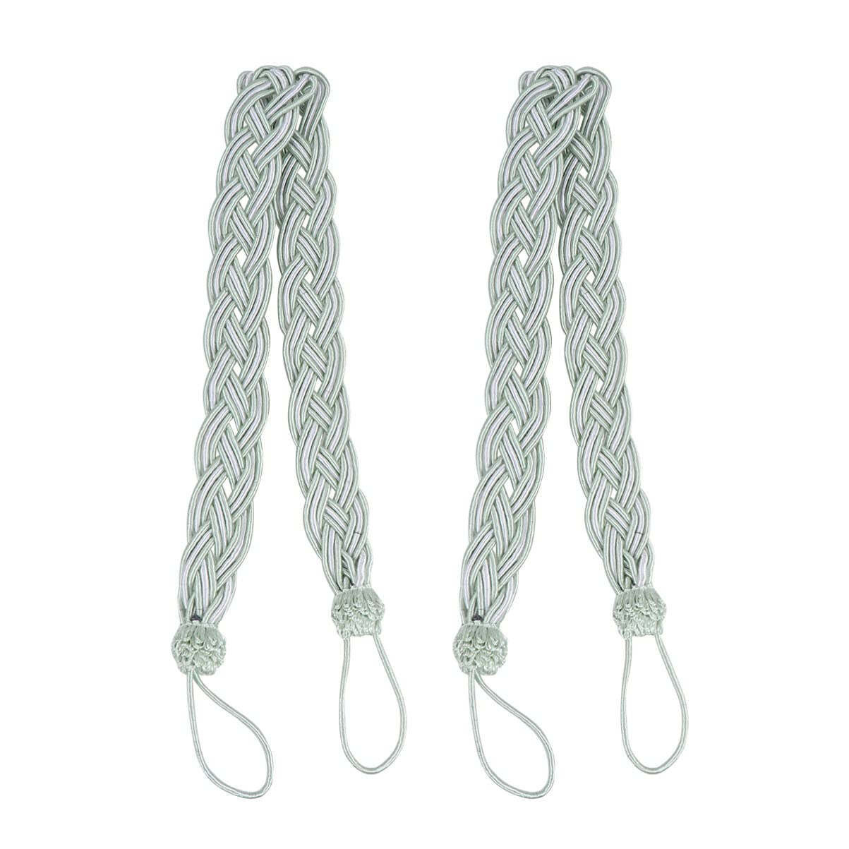 Abaodam 2Pcs Handmade Braided Curtain Tiebacks Rope Strap Decorative Drapery Tiebacks with Knitted Craft for Living Room Bedroom Window Treatment