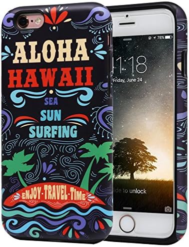 iPhone 6S Case, Aloha Pattern Slim Dual Hard Case [Shockproof] [Dual Layer] [Drop Protection] Fashion Design Pattern for Apple iPhone 6S (2015) &amp; iPhone 6 (2014) - Aloha Hawaii