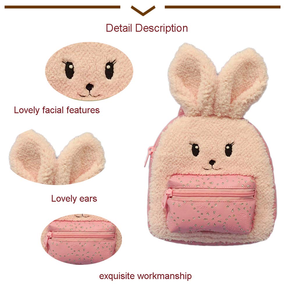DORE Stuffed Animals Backpack Bag Toy Plush Rabbit Schoolbag for Kids,Pink