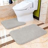 Non Slip Bath Mat Ultra Soft Thick 50x80cm 50x60cm U Shape Light Gray