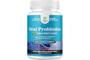 NATURES CRAFT Oral Probiotics for Teeth and Gums - Minty Fresh BLIS K12 Oral Probiotics for Mouth Bad Breath Dry Mouth and Dental Health Support with 3 Billion CFU - Chewable Xylitol Lozenges Mint Flavor (60 Count)