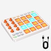 Wireless MIDI Controller Pads, Bluetooth Portable USB with 16 Drum 8 Assignable Knobs &amp; 6 Customizable Buttons, Wireless MIDI Beat Maker