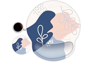 B BELK Mouse Pad Wrist Support with Coaster, [ 20% Larger] Gel Memory Foam Wrist Rest Pad Set with Ergonomic Design, Non-Slip Rubber Base for Office, Home Working, Gaming, and Programming, Morandi