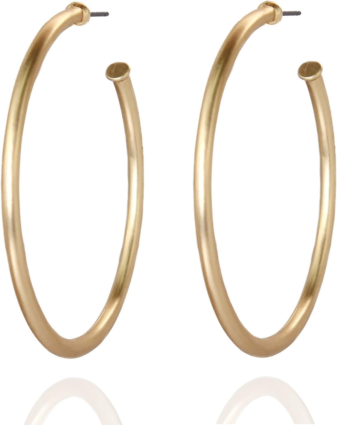 Pomina Tubular Open Round Classic Matte Gold Hoop Earrings for Women