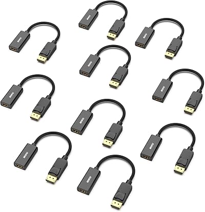 BENFEI DisplayPort to HDMI Adapter 10 Pack DP Male to HDMI Female with Audio