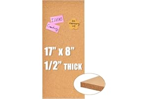 Aitakatta 17x8" Cork Board Tiles Bulletin Board, 1/2" Thick Self-Adhesive Cork Boards for Walls, Cork Tiles Vision Board for Home, Office, School, Bulletin Board Decorations(12mm,1pc)