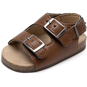 KIDSUN Baby Boys Girls Sandals Cork Footbed Adjustable Strap Clogs Infant Summer Non-Slip Rubber Sole Prewalk Shoes