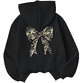 QJQ Girls Bow Letter Graphic Hoodie Lightweight Long Sleeve Hooded Sweatshirt Drop Shoulder Pullover Top Ages 8-12