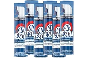 AC Rescue 6 Pack Foaming No Rinse Coil Cleaner and Degreaser For Air Conditioning And Refrigeration Condensers, Aerosol Spray, 18 oz.