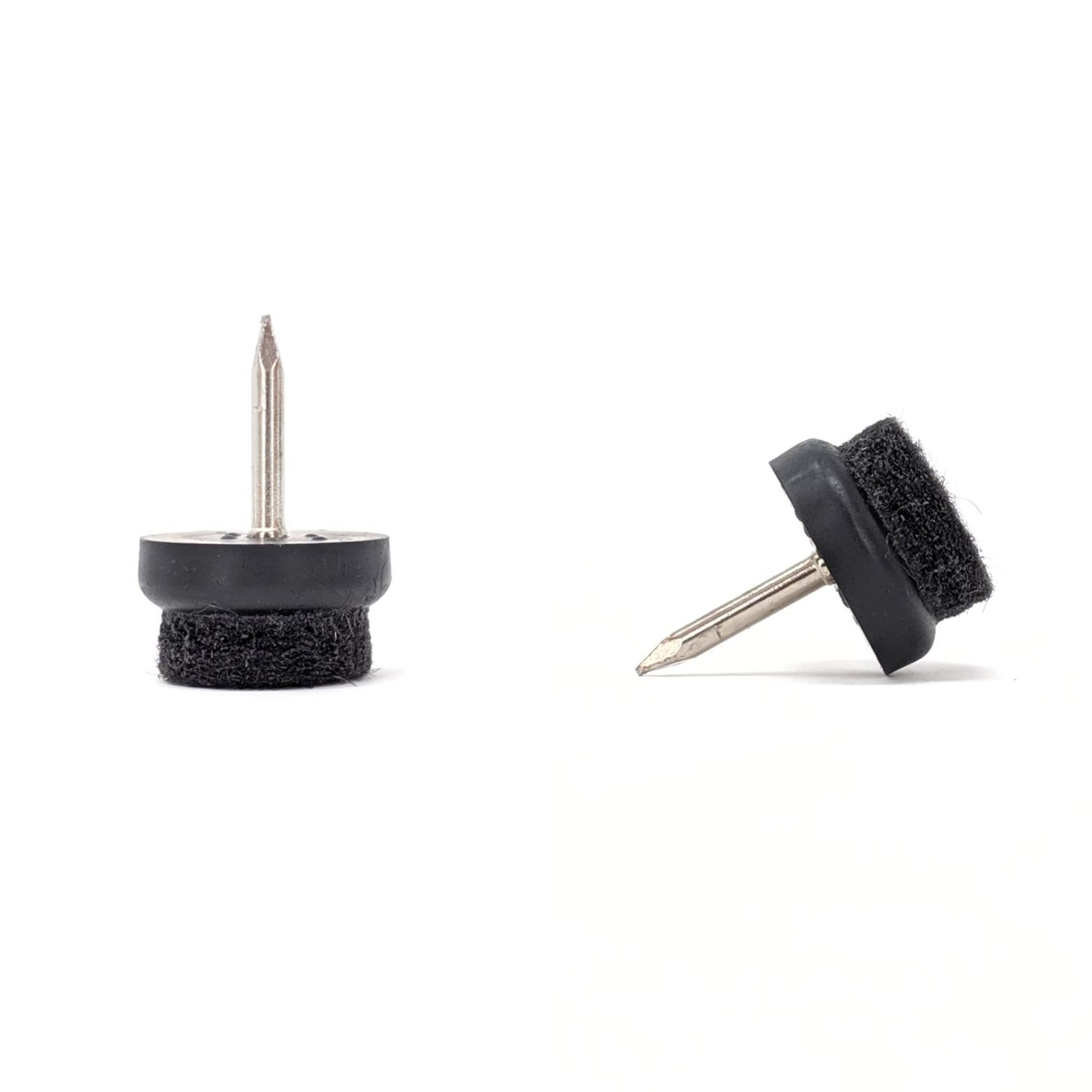 Keay Vital Parts - 17mm Felt Furniture Pads 16pcs Hard-Wearing (Made in Germany) Nail-On Chair Feet Glides (Black, Free 2mm Drill Bit)
