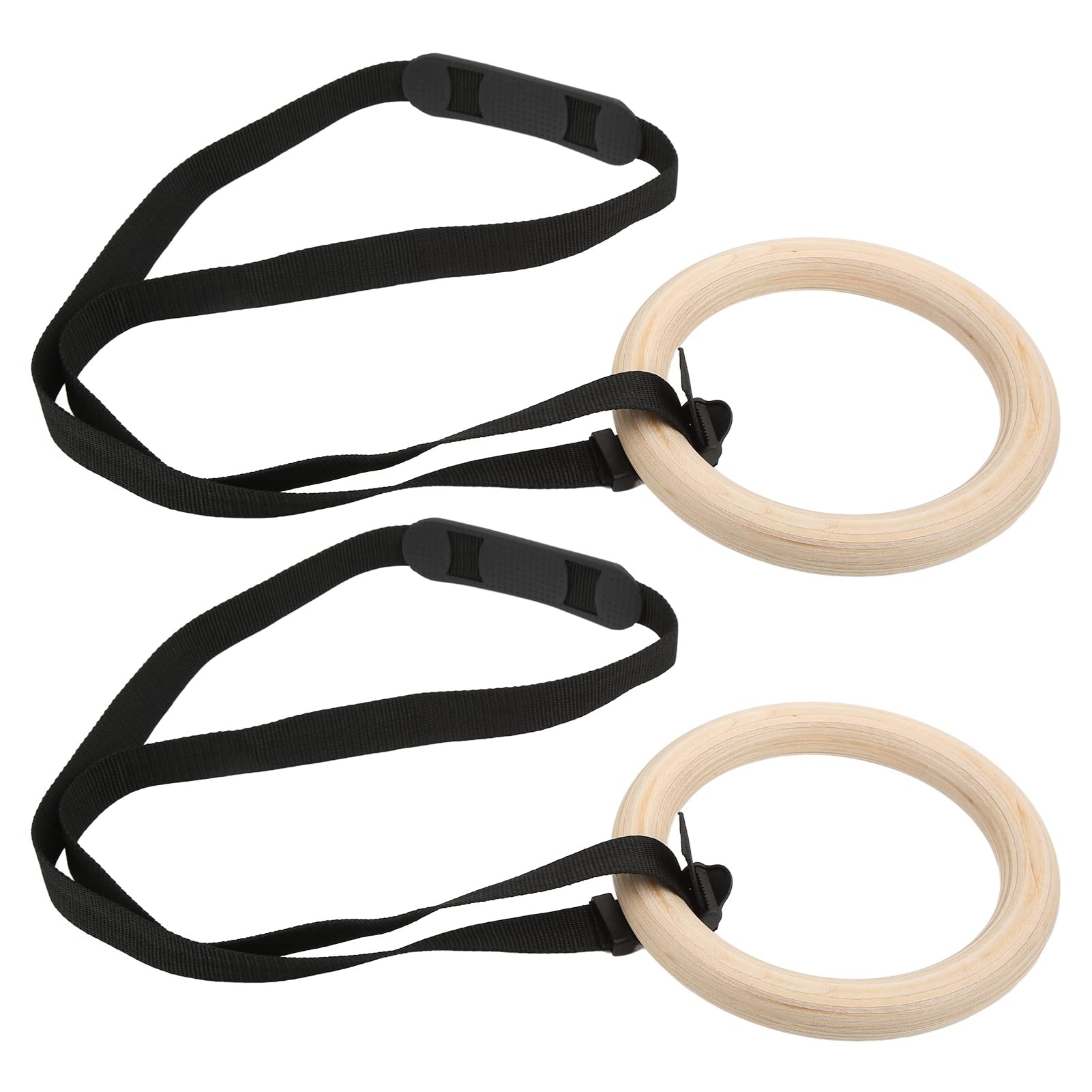 NOENNULL 1 Pair Wooden Calisthenics Rings, Wooden Gymnastic Rings with Straps Exercise Gym Rings Athletic Rings Pull Up Training Rings Gymnastics Equipment for Home, Adults and Kids
