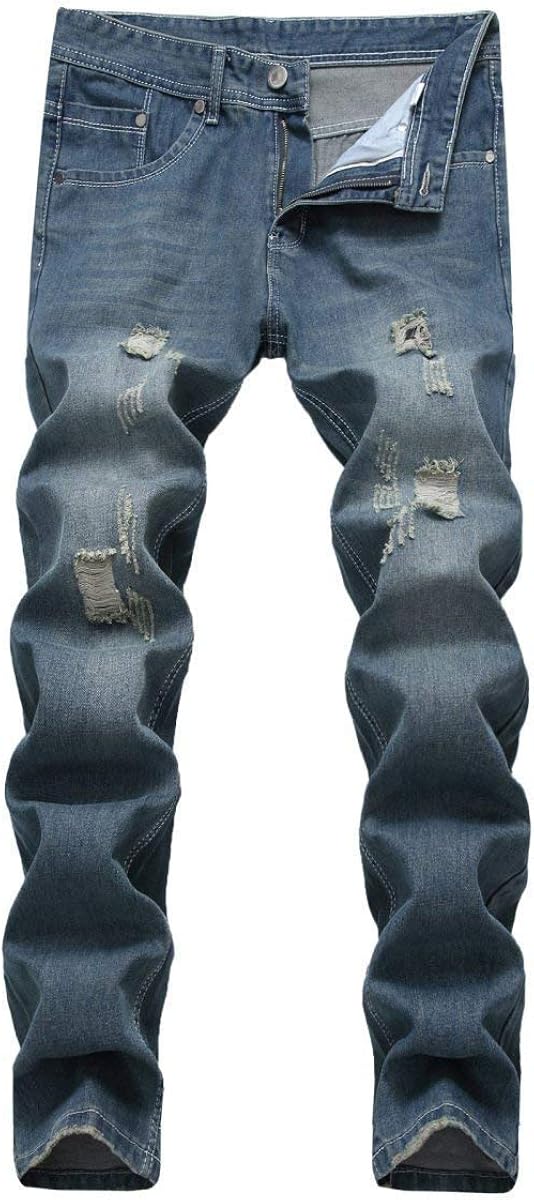 Battercake Männer Nner Mittlere Taille Jeans Washed Casual Ripped Gerade Stretch Skinny Retro