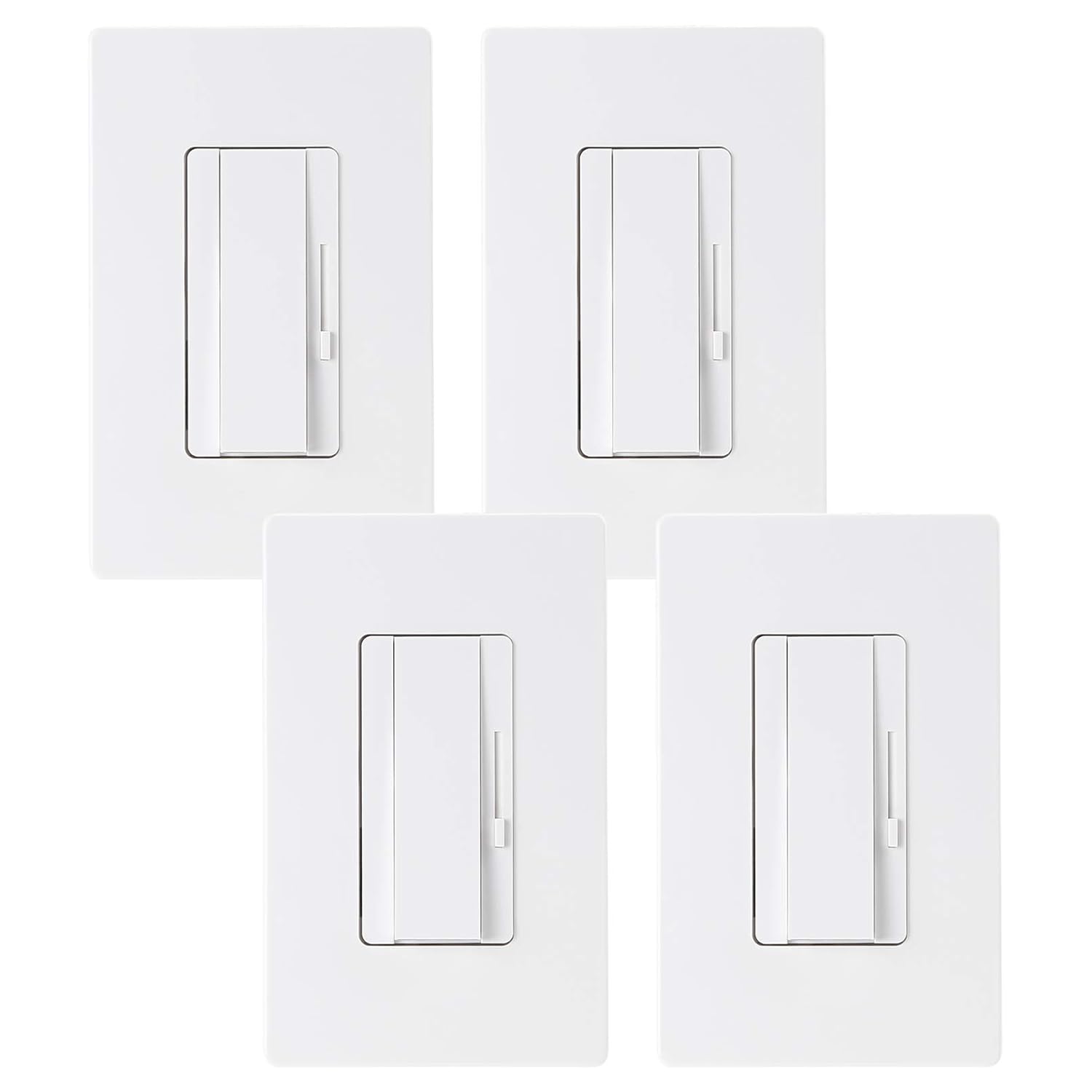 TORCHSTAR Dimmer Switch for Led Light, 150W LED/CFL 600W Incandescent/Halogen Bulbs, Single Pole/3-Way Precise Lighting Control, Wall Plate Included, UL Listed, Pack of 4: Industrial & Scientific
