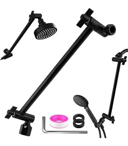 Adjustable Shower Arm Universal Connection, NearMoon Solid Brass Shower Extension Arm, Adjust Angle to Upgrade Shower Experience, Easy to Install, Anti-Leak (Chrome Finish