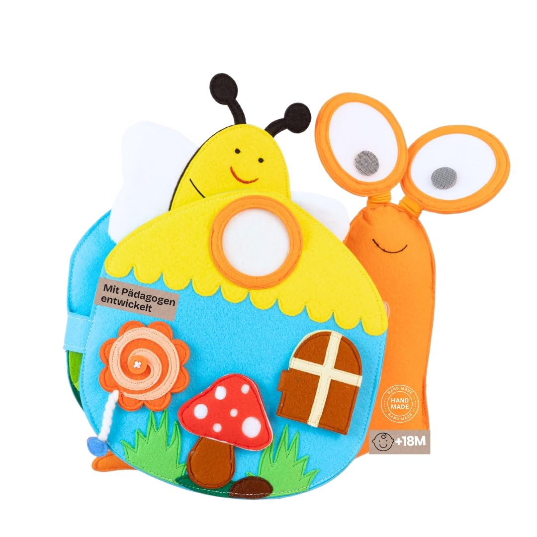 Jolly Designs Travelbuddy Snail Quiet Book | Perfect Montessori Inspired Learning Toy for Toddlers and Babies from 18 Months