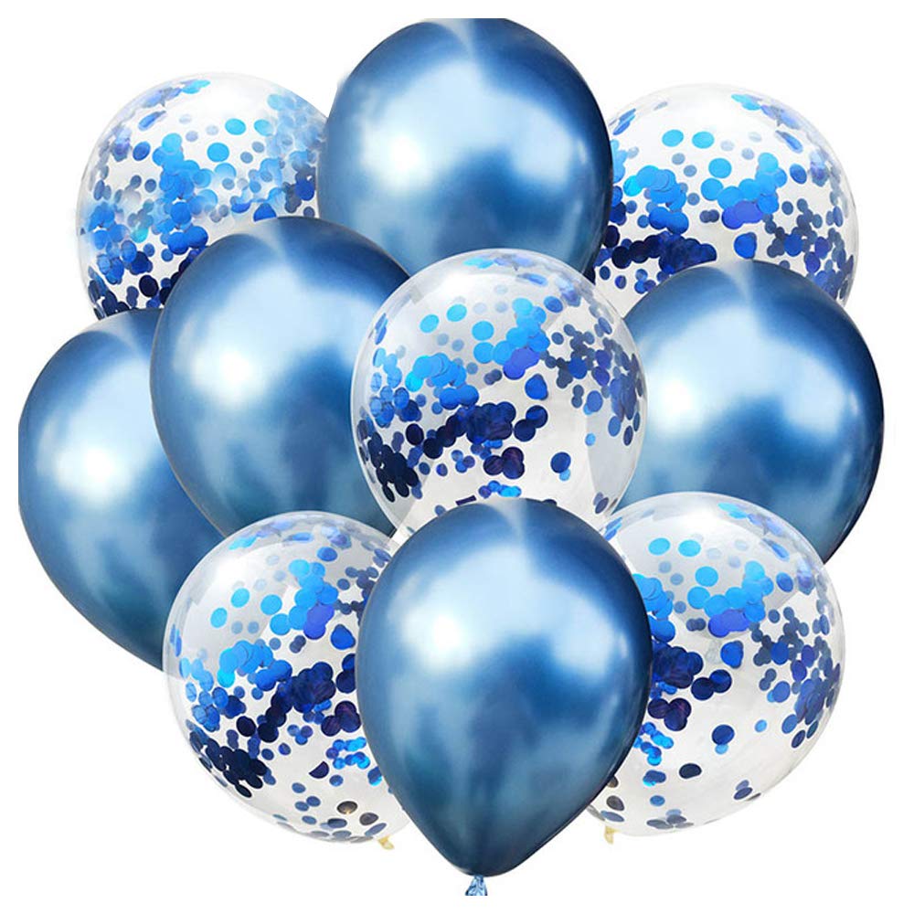 Goolsky Confetti Balloon And Metallic Balloons Mixed Amazing Shinning Sight For Your Party Wedding Bedroom Decoration, 10Pcs/Set