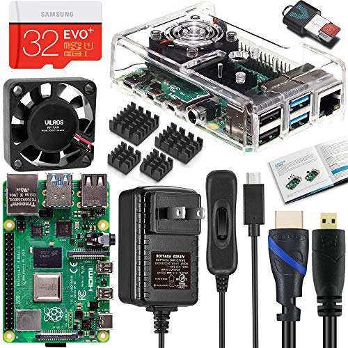 Vilros Raspberry Pi 4 4GB Complete Kit with Clear Transparent Fan Cooled Case (4GB)