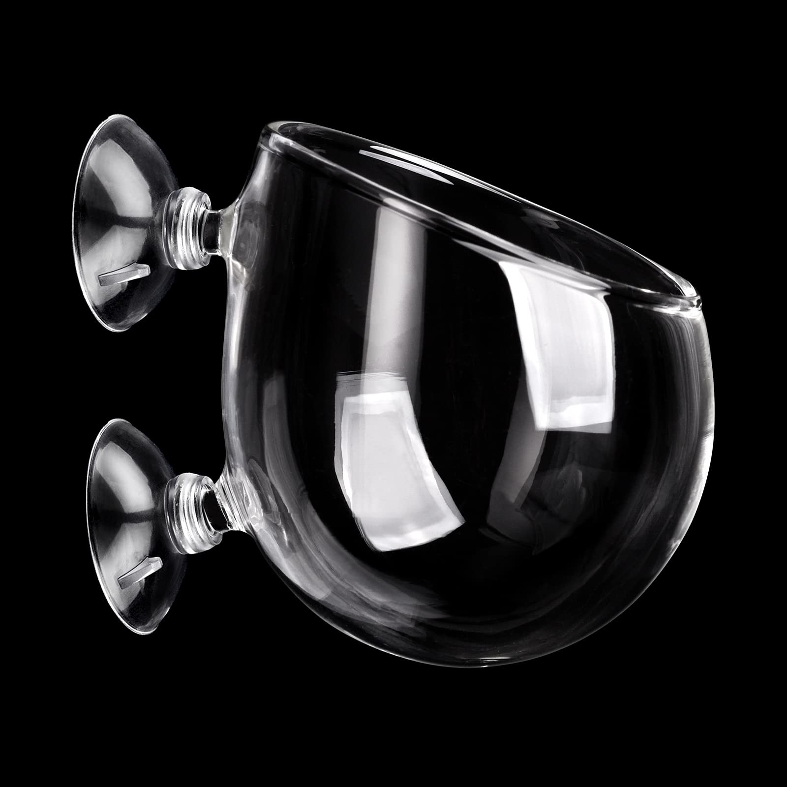 WEAVERBIRD Glass Plant Pot Aquarium With 2 Suction Cups, Planter Holder Cup, Small Terrarium, Mini Glass Vase for Hydroponic Plants, Fish/Shrimp Feeding, Fish Tank Decor