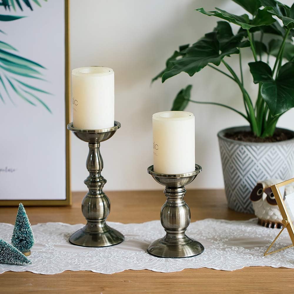 Nuptio Bronze 2 Pcs Iron Pillar Candle Holders, Ideal for 80mm Pillar Candles or Flameless Led Candles - Image 3