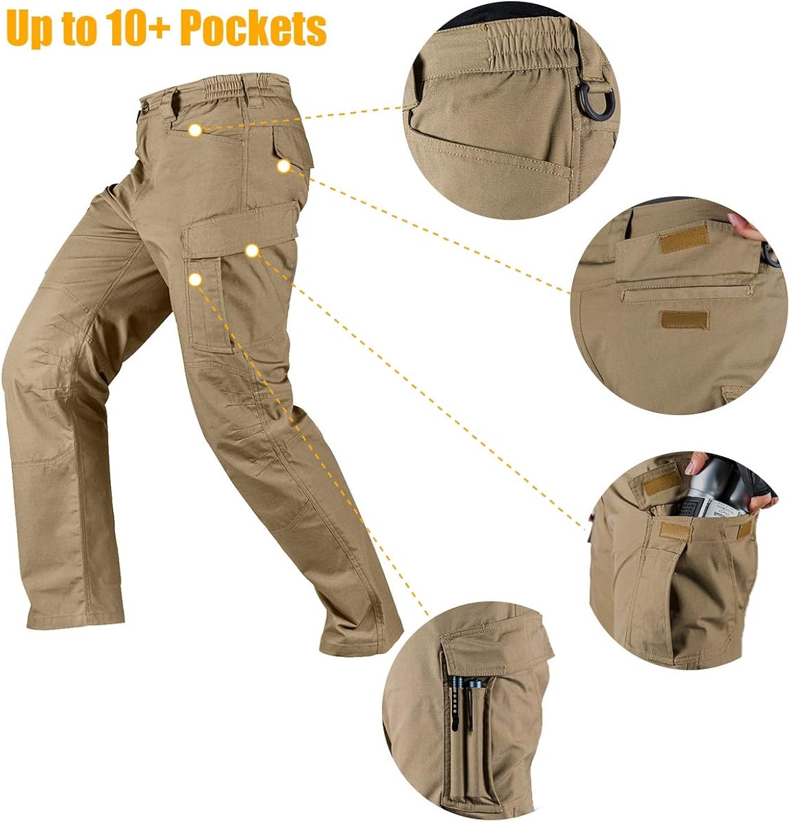 FREE SOLDIER Men's Water Resistant Pants Relaxed Fit Tactical Combat Army Cargo Work Pants with Multi Pocket : Clothing