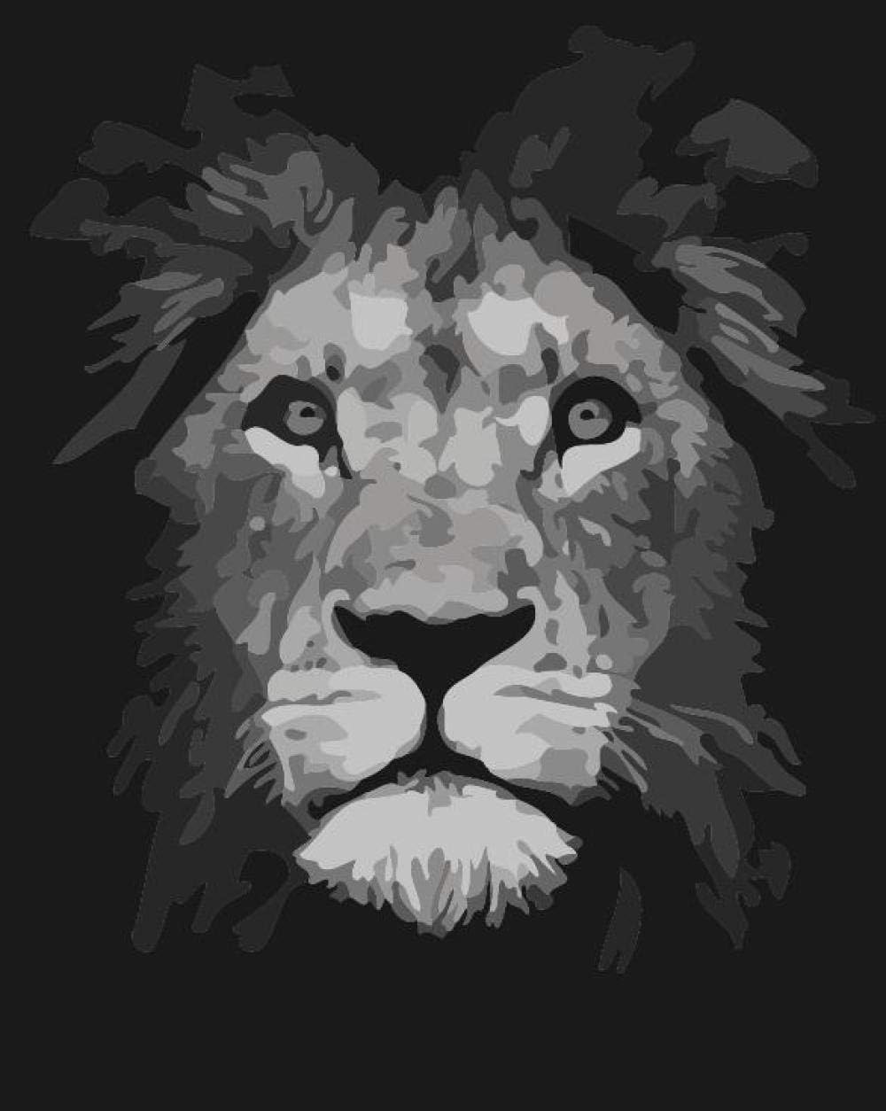 SUZIHUA DIY Oil Paint by Number Kit,Colorful Painting Paintworks on Canva Black lion head Art Picture Drawing with Brushes 16 * 20 inch Decor