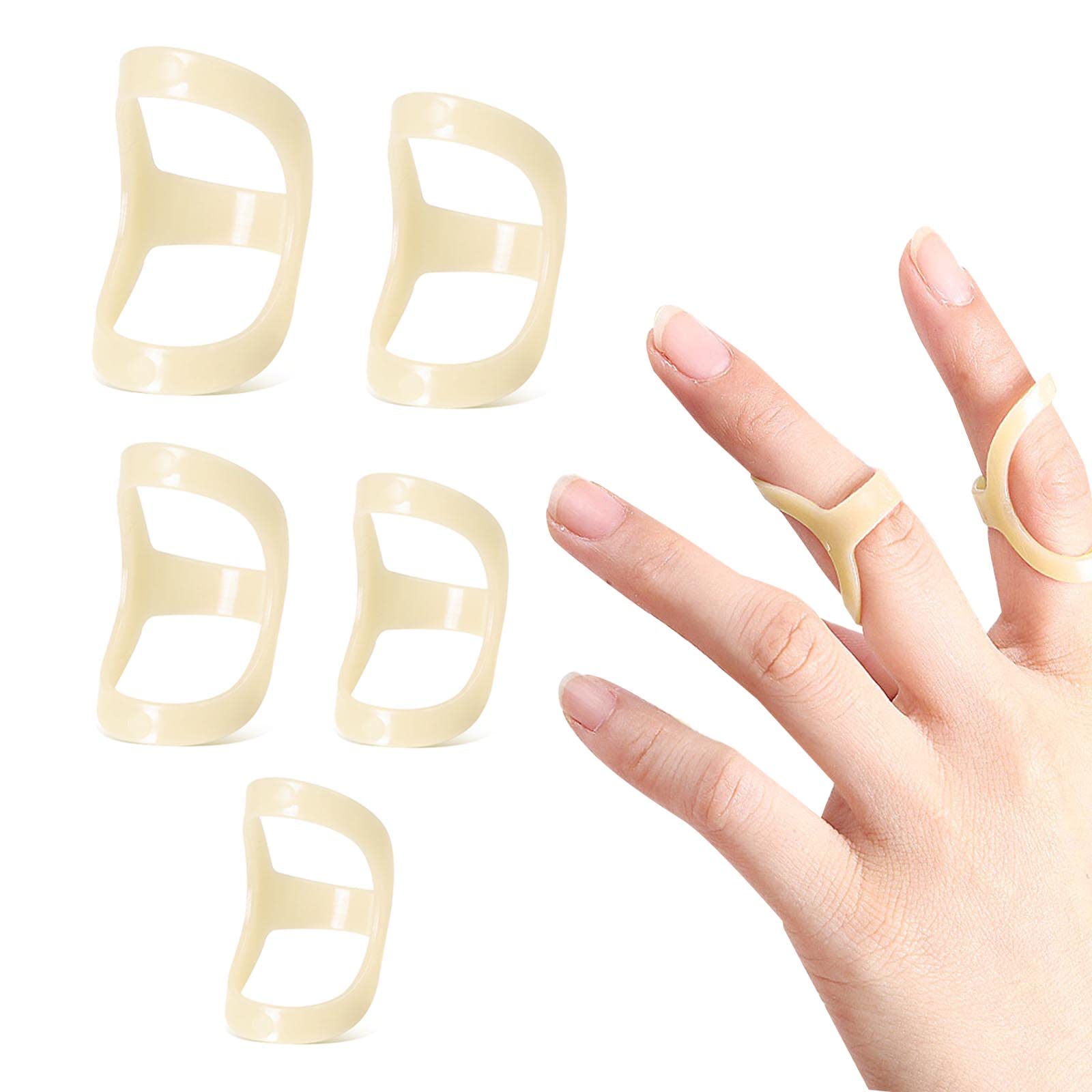 AWAVM 5PCS Oval Finger Fixators, Portable Finger Splints for Trigger Finger, Finger Support Ring, Joint Protection, Hammer Shaped Finger Fixators, Relieving Pain (Size 6,7,8,9,10)
