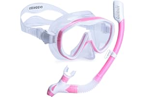 Dizokizo Snorkel Set Adults Snorkel Mask 180 Panoramic View Anti-Fog Anti-Leak Adjustable Straps Easy Breathing Diving Mask for Scuba Swimming Diving