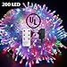 72 FT 200 LED Fairy Lights, Plug in String Lights 8 Modes Twinkle Starry Light Waterproof Indoor Firefly String Light for Tree Wedding Party Bedroom (Multicolor)