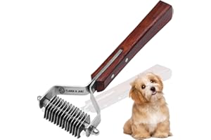 Flamia & Jabz Undercoat Rake for Dogs & Cats, Dematting Grooming Stripper Tool (14 Blades)