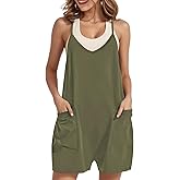 Buauty Women's Casual Rompers Summer Sleeveless Jumpsuits Loose Spaghetti Strap Shorts Overalls Trendy Outfits With Pockets
