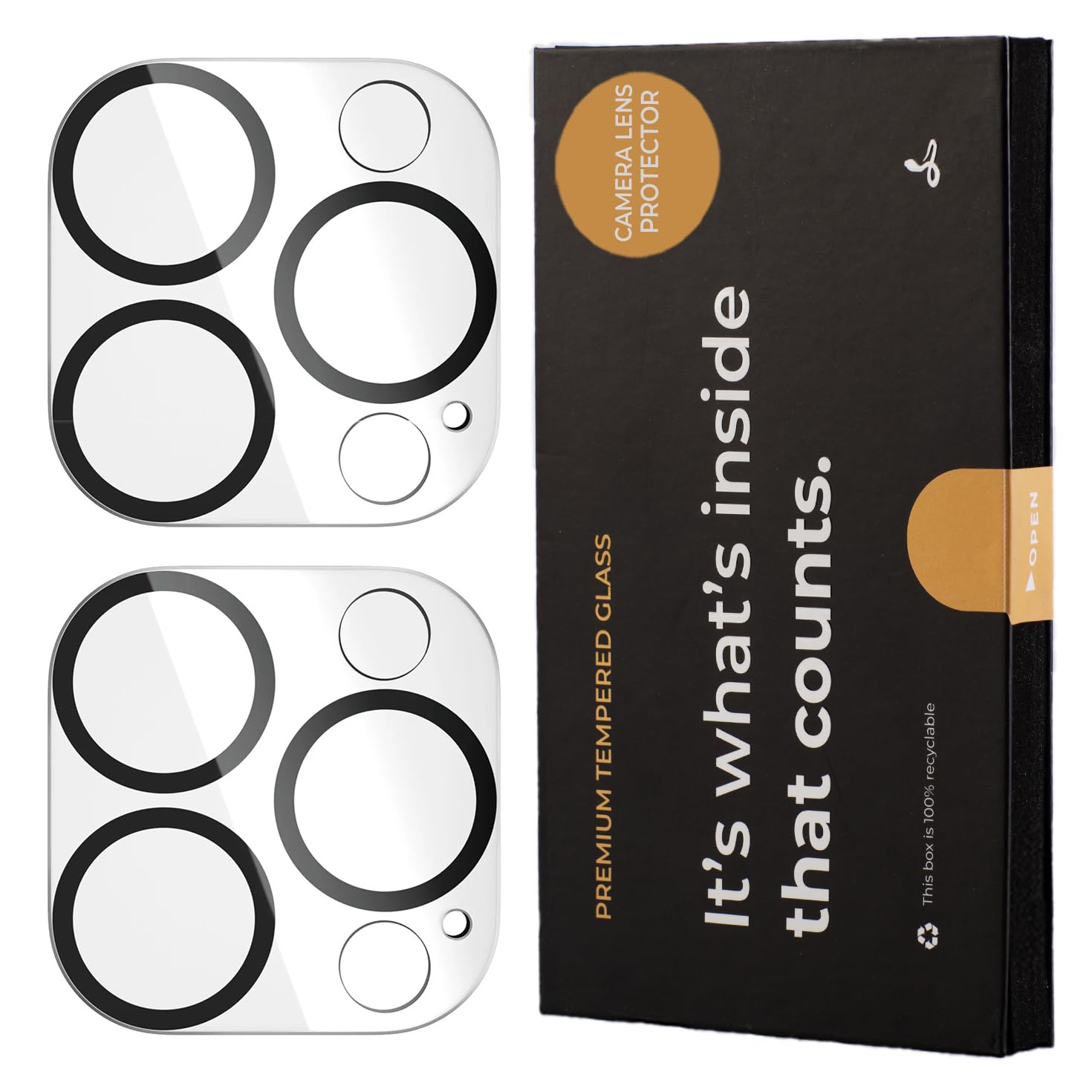 Snakehive Lens Protector for iPhone 16 Pro / 16 Pro Max - Premium Camera Tempered Glass - One Piece Camera Cover Impact-Protection Anti-Shatter Anti-Scratch Easy Bubble Free Installation - 2x Pack