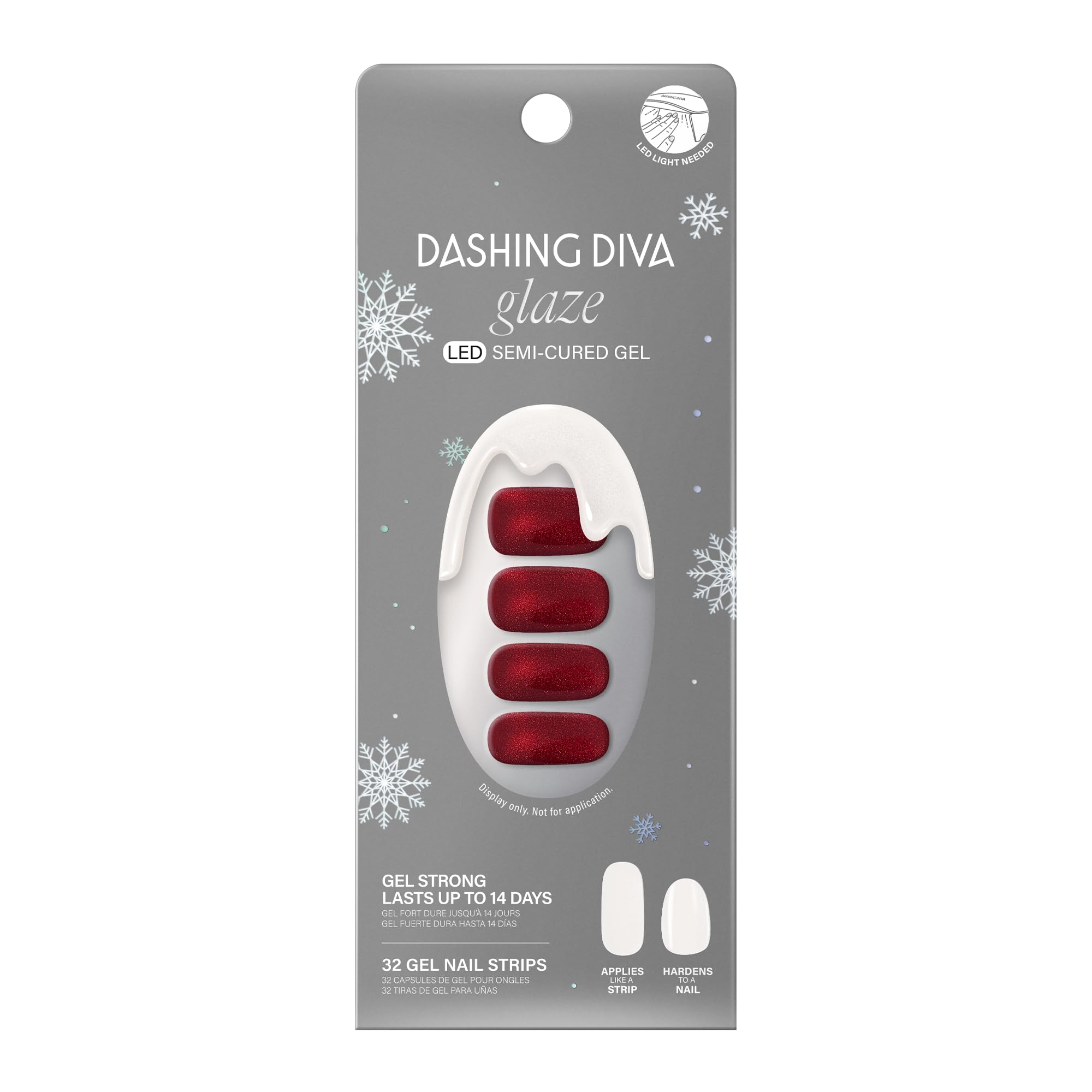Photo 1 of Dashing Diva Glaze Nail Strips - Ruby Red Apple | Works with Any LED Nail Lamp | Long Lasting, Chip Resistant, Semicured Gel Nail Strips | Contains 32 Salon Quality Nail Wraps, 2 Prep Pad, 1 Nail File
