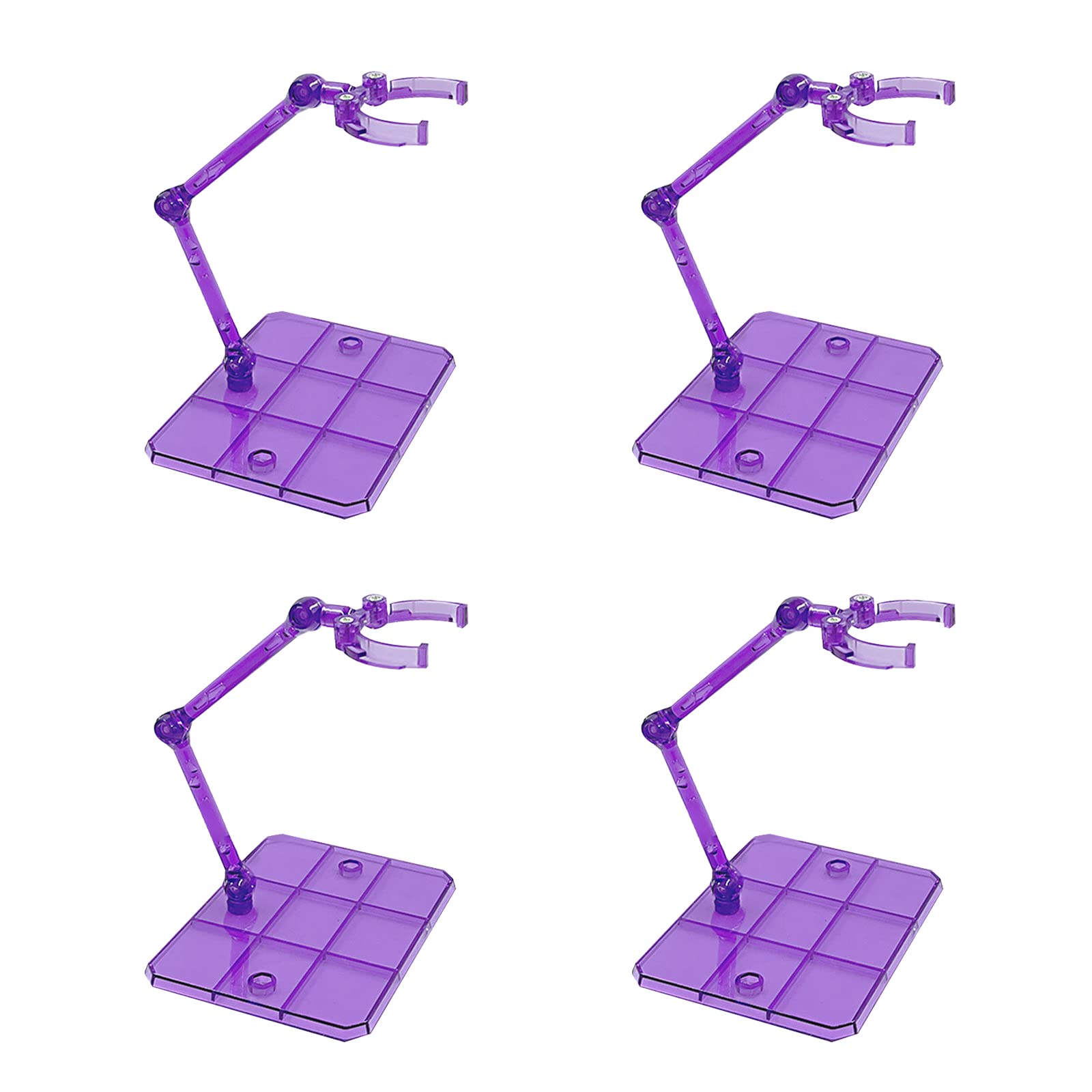 Larcele 4Pcs Action Figure Stand, Assembly Display Holder Base Adjustable Clear Model Support Stand for 6-7 inch Action Figures SBZJ-01 (Transparent Purple)