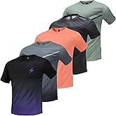 5 Pack Workout Shirts for Men Athletic Running Gym Quick Dry Short Sleeve Crew Neck T Shirts Tee Tops Bulk