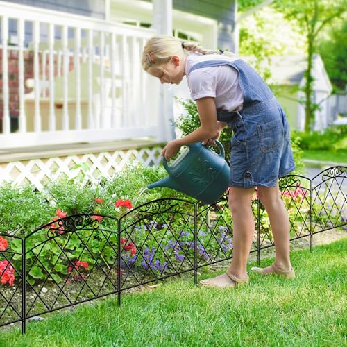 ARIFARO Decorative Garden Fence, 60 cm H x 56 cm W, 5 Panels, No Digging, Animal Barrier Fence, Pet Fence, Rustproof Metal Mesh Panel Border for Dogs, Rabbits and Patio.