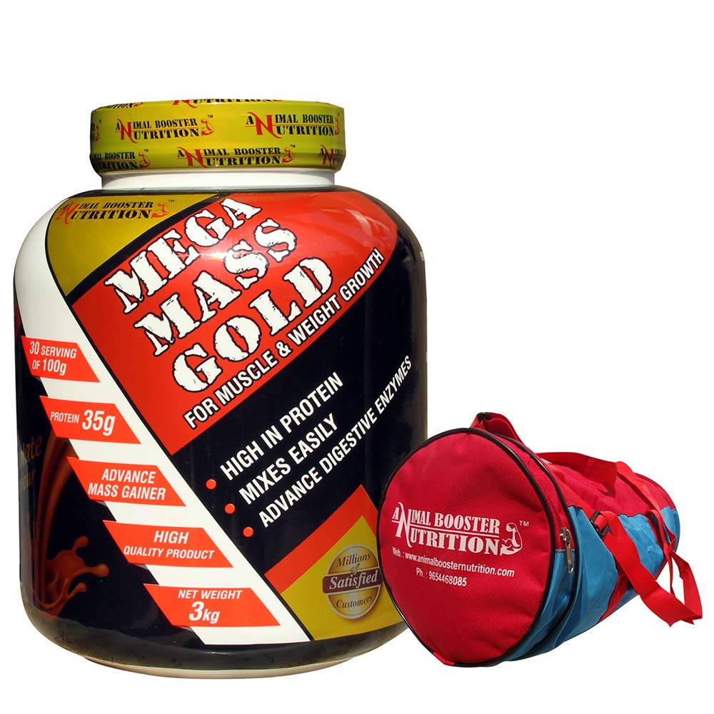 Animal Booster Nutrition Mega Mass Gold For Advance Mass Weight Gainer Whey Protein Supplement With Free Bag Amazon In Health Personal Care