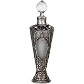 SEVENBEES 25ml Antique Silver Vintage Glass Perfume Bottle with Sunflower Pattern - Refillable Empty Decorative Bottle for Essential Oils Frafance - Hand-Painted Enameled Gift for Girl Women