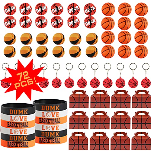 Basketball Party Favor Set 72 Pcs Basketball Rubber Treat Box Stress