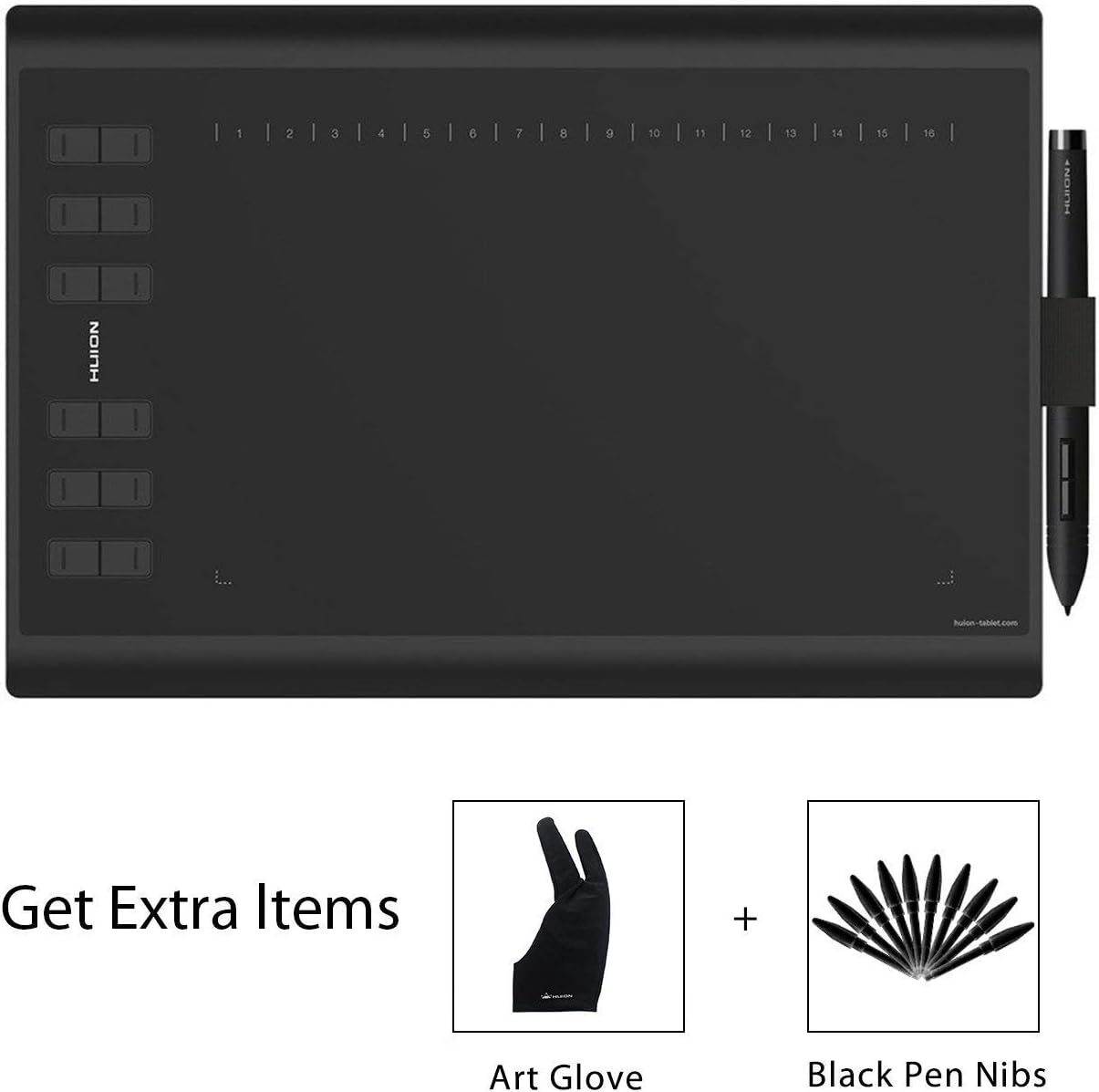 Huion New 1060 Plus 10 X 625 Inches Graphics Drawing Pen Tablet With 8192 Levels Pen Pressure 12 Express Keys Upgraded Version