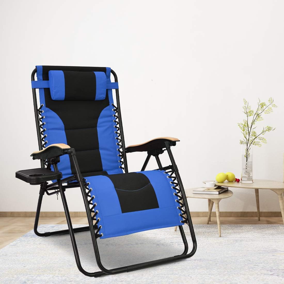 Patio Watcher Oversized Padded Zero Gravity Lounge Chair Patio Foldable Adjustable Reclining Chair with Cup Holder and Removable Pillow for Outdoor Yard Porch 1 Set : Garden & Outdoor